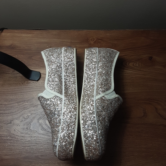 Keds Kate Spade  White & Gold Glitter Sneaker Wome - Picture 7 of 10